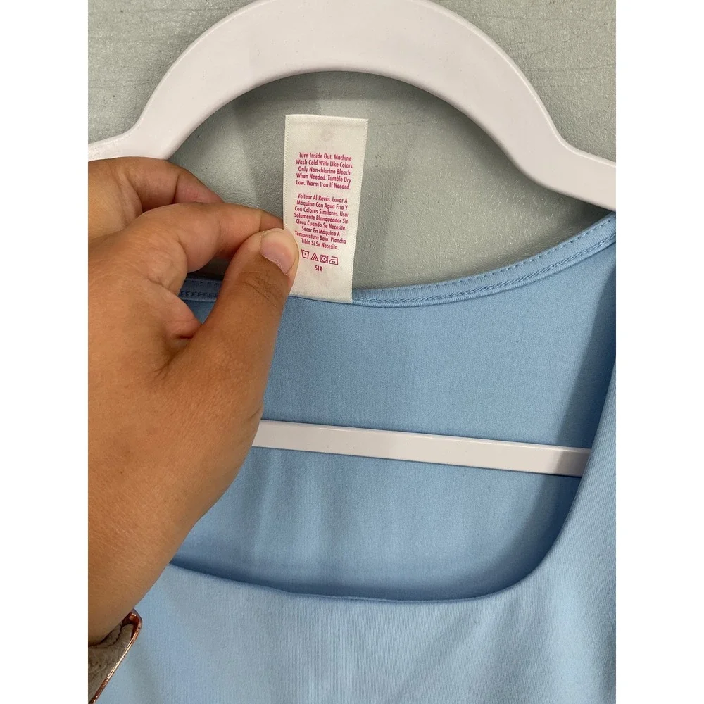Justice Girls Cap Sleeve Seamless Top Sail Blue Square Neck XL Plus 16P/18P